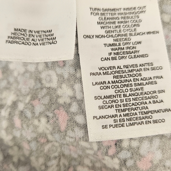 Jones New York cotton tee blouse top multicolor flower pattern elbow sleeve sz M - Picture 8 of 9